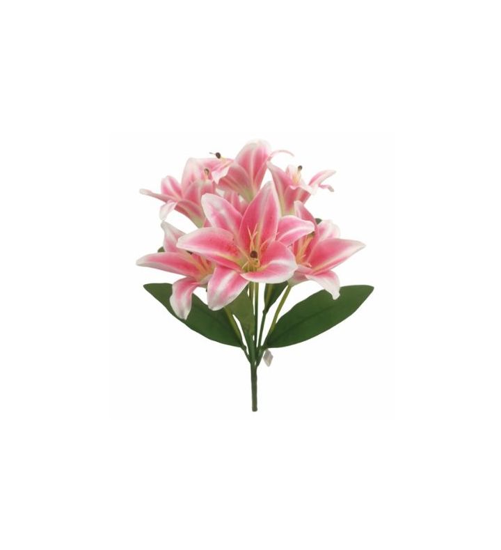 46cm Lily Bush 7 Heads Pink
