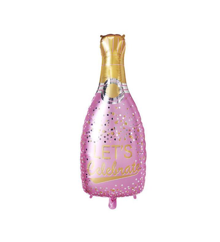 48cm x 98cm Pink Champagne Bottle Let's Celebrate Foil Balloon