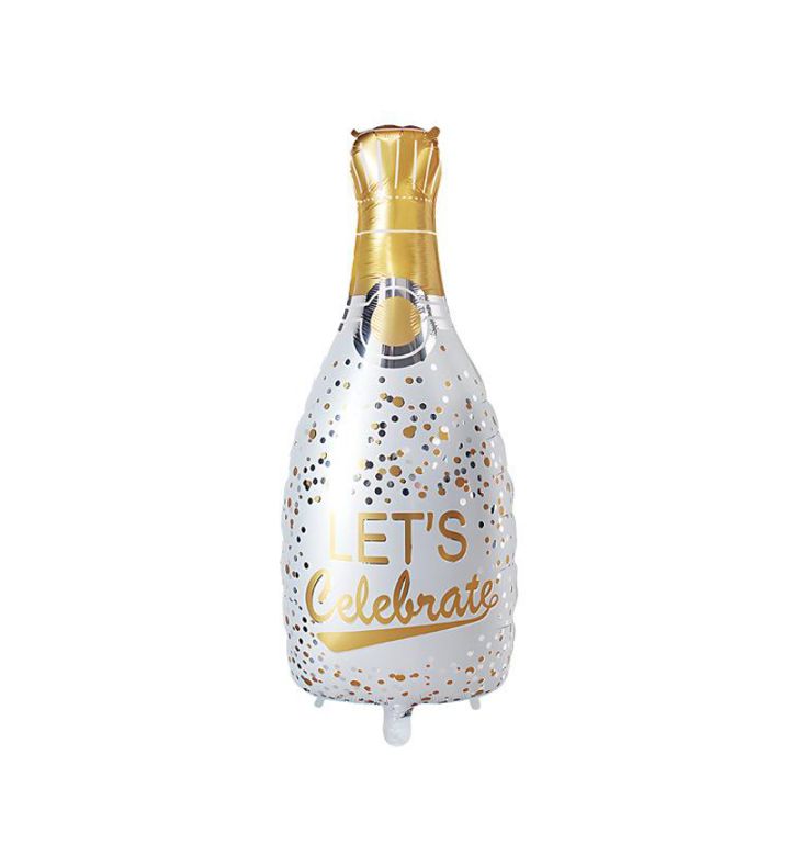 48cm x 98cm White Champagne Bottle Let's Celebrate Foil Balloon