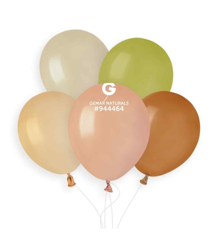 5" Gemar Naturals Assorted Latex Balloons 50ct