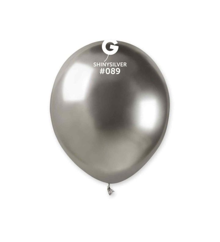 5" Gemar Shiny Silver 089 Latex Balloons 50ct