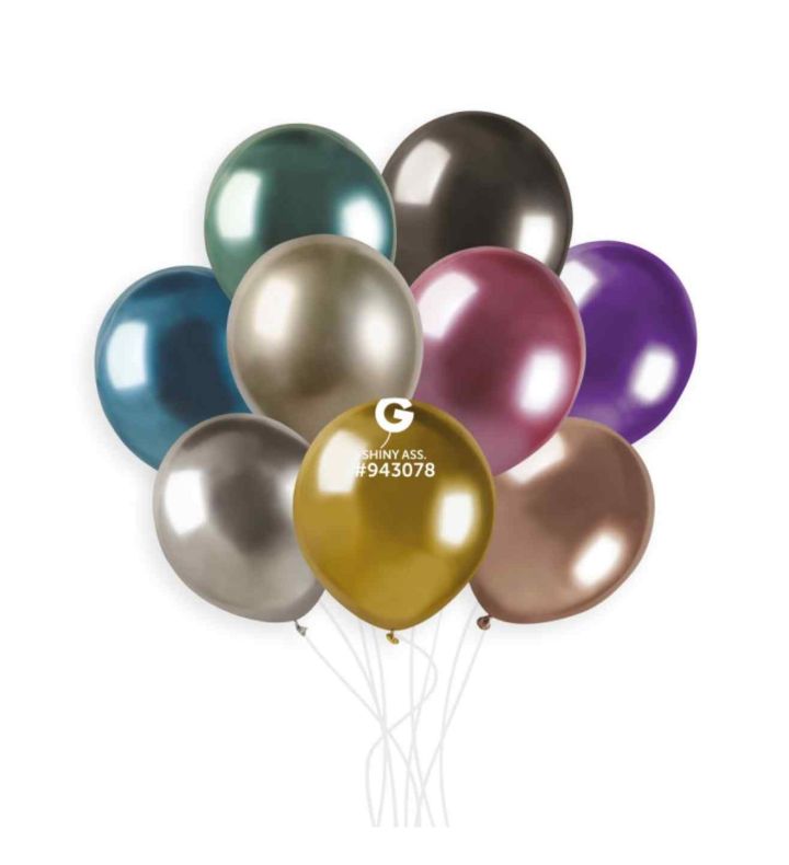 5" Gemar Shiny Assorted 080 Latex Balloons 50ct
