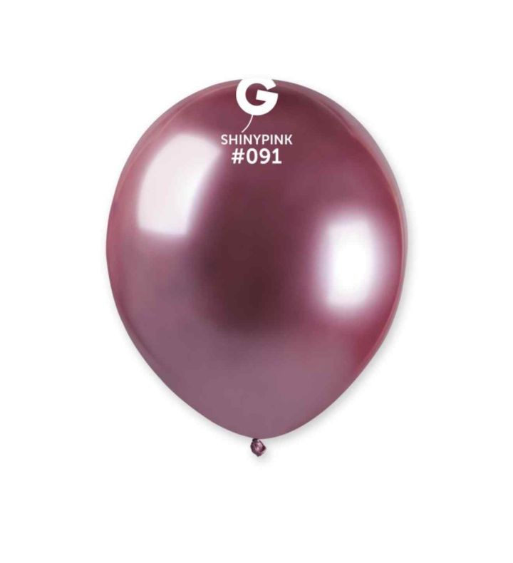 5" Gemar Shiny Pink 091 Latex Balloons 50ct