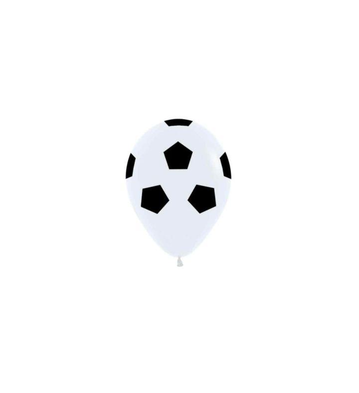 5" Sempertex Soccer Ball Print White 005 Latex Balloons 50ct