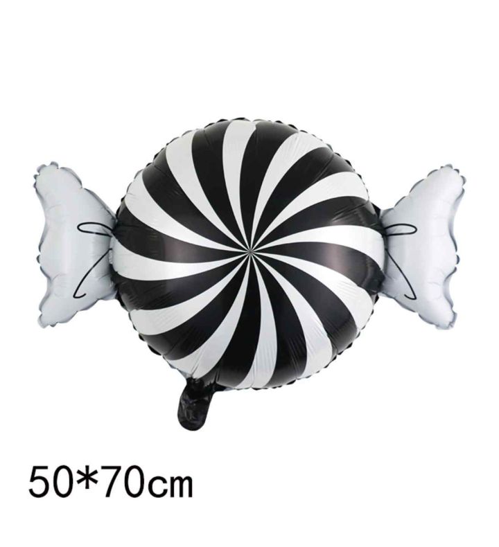 50cm Bamboo Party Black / White Candy Swirl Foil Balloon