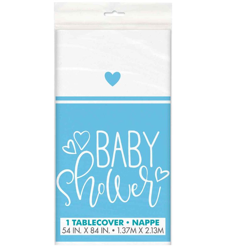 54" x 84" Unique Party Blue Hearts Baby Shower Tablecover