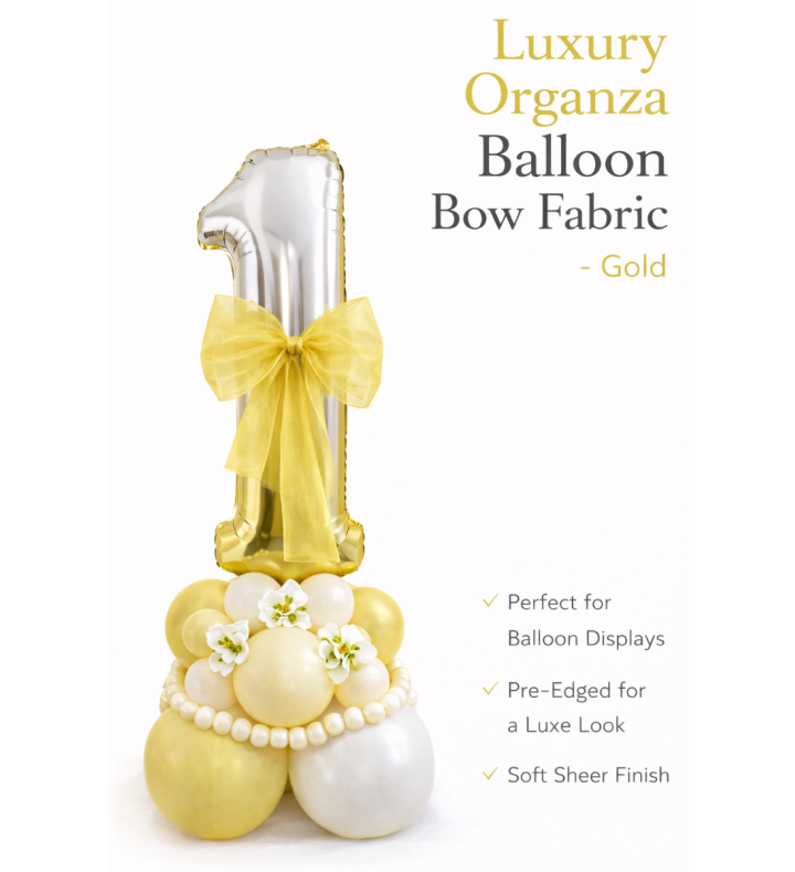 Organza Balloon Bow Fabric Gold