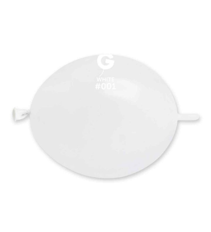 6" Gemar White 001 Link Latex Balloons 100ct