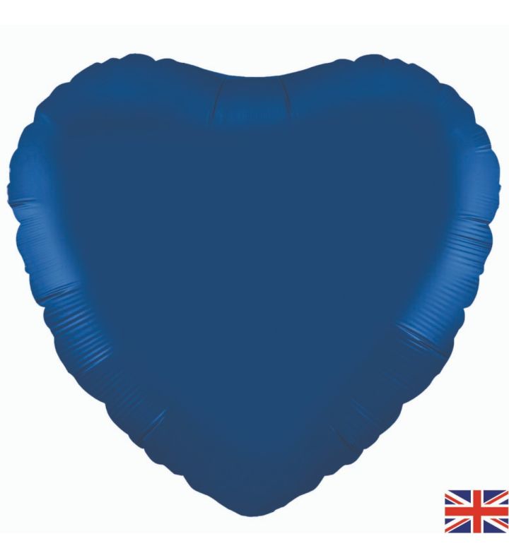 18" Navy Blue Heart Oaktree Unpackaged Foil Balloon