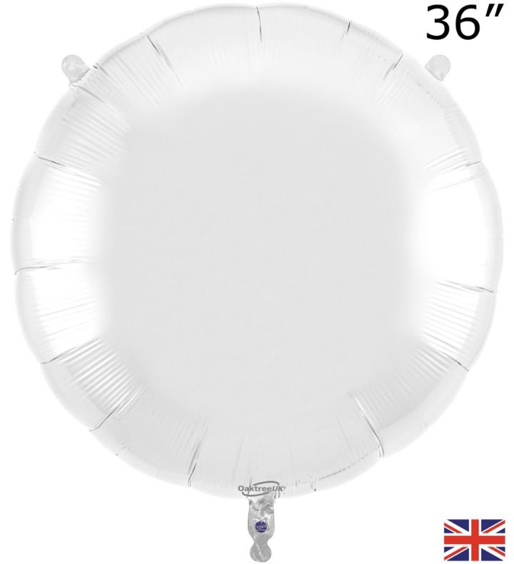 36" Oaktree Round White Foil Balloon