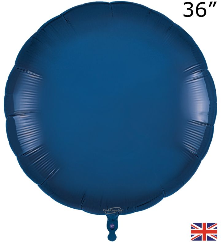 36" Oaktree Round Navy Blue Foil Balloon