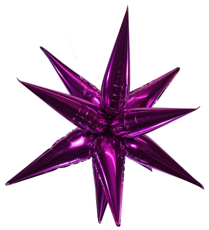 63.5cm Magenta Starburst Bamboo Party Foil Balloon