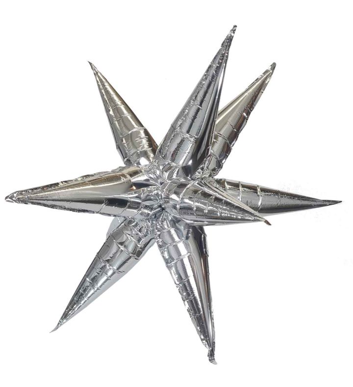 63.5cm Silver Starburst Bamboo Party Foil Balloon