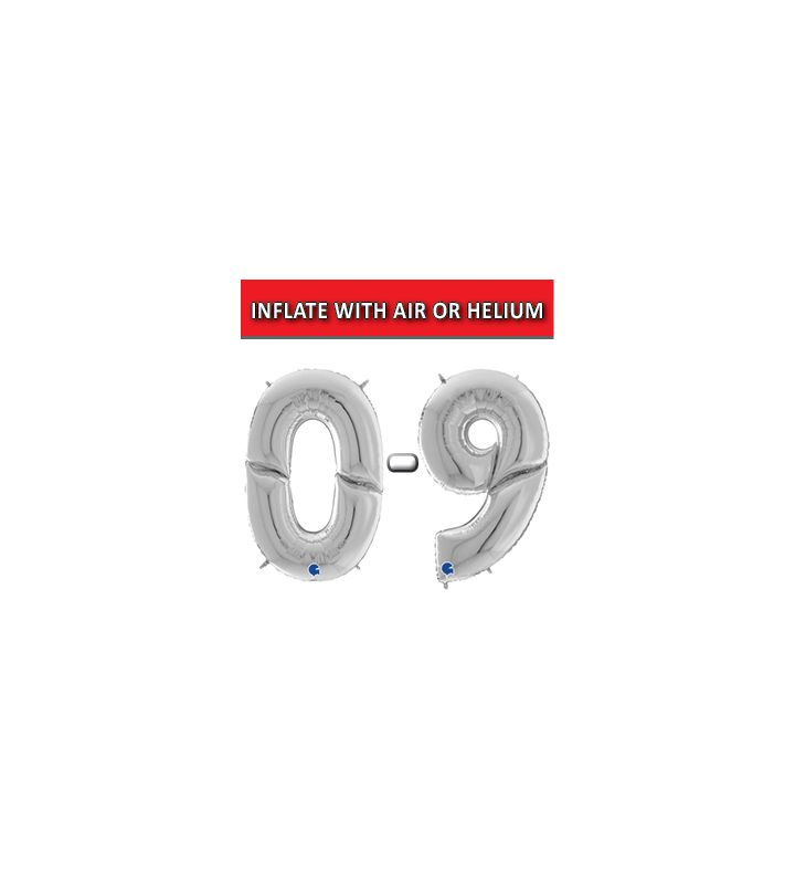 64" Silver Numbers Grabo Foil Balloons