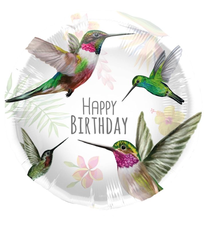 18" Hummingbird Happy Birthday Foil Balloon