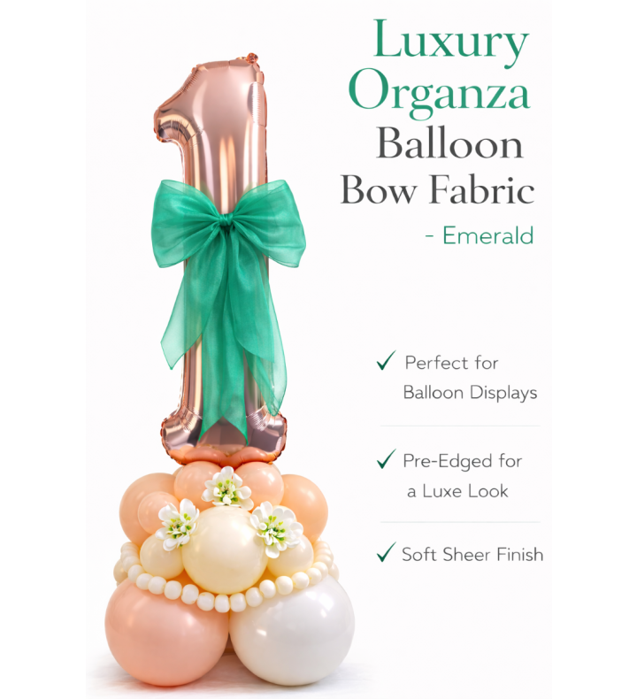 Organza Balloon Bow Fabric Emerald Green