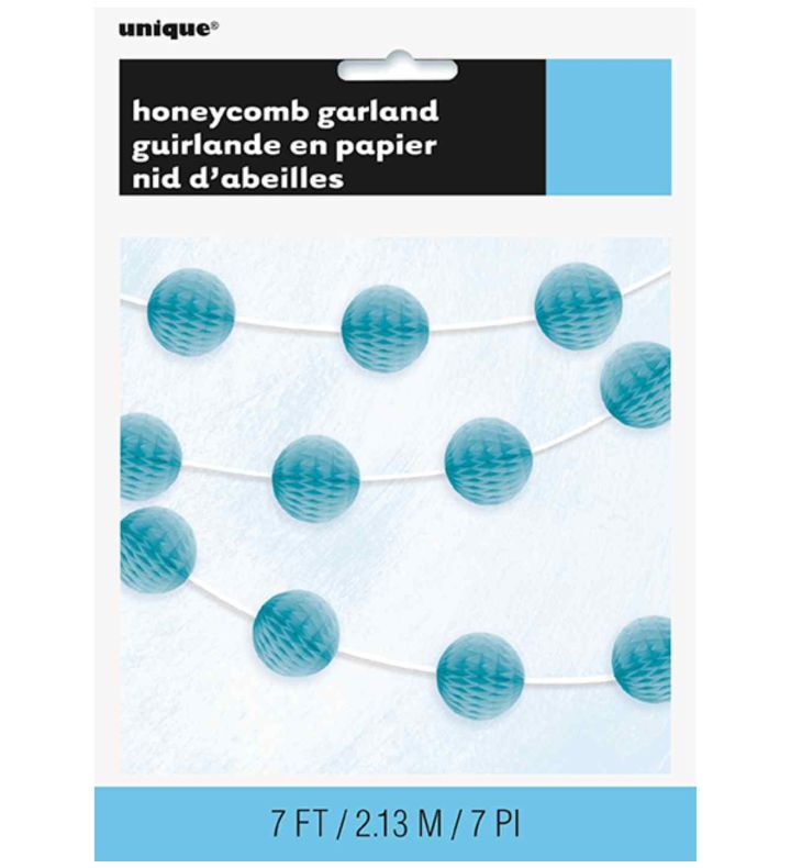 7ft Unique Party Powder Blue Honeycomb Ball Garland