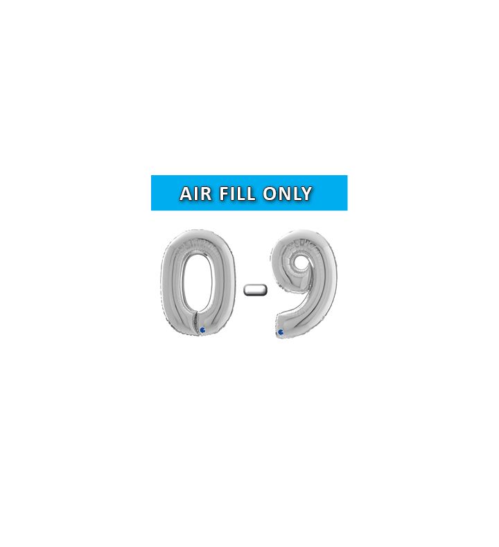 7" Silvrer Numbers Grabo Foil Balloons