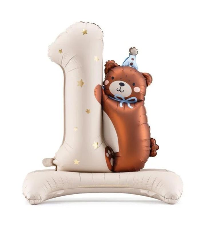 81 x 72cm Number 1 with Bear Foil Balloon