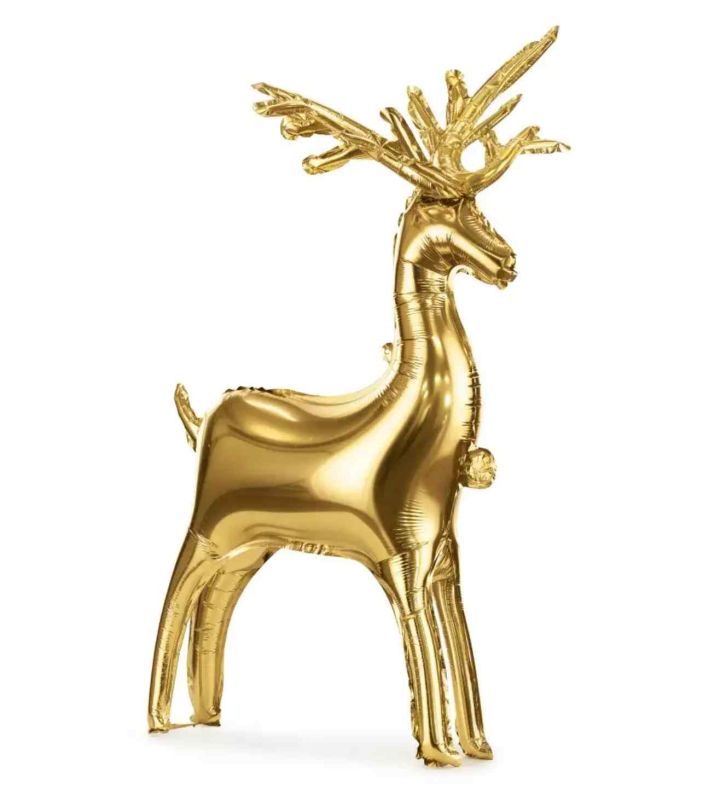 64cm x 110cm Party Deco Gold Standing Reindeer