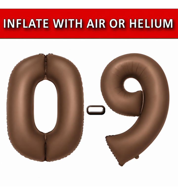 34" Matte Choco Number Flexmetal Foil Balloons