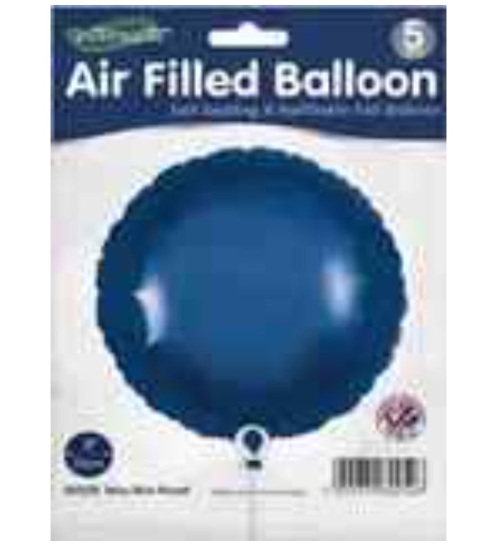 9" Oaktree Navy Round 5pcs Foil Balloon