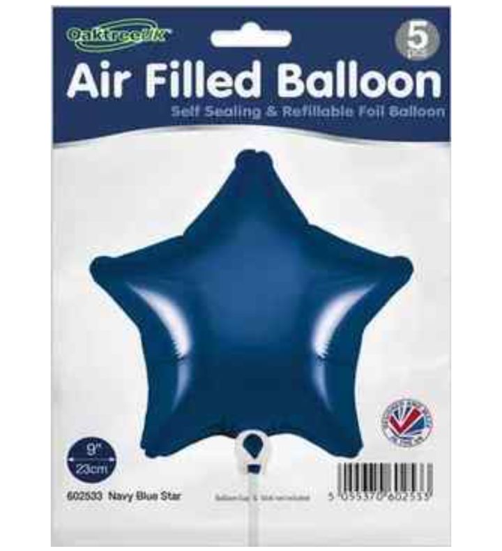 9" Oaktree Navy Star 5pcs Foil Balloon