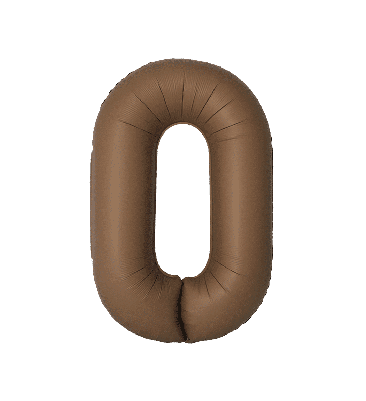 34" Matte Choco Number 0 Flexmetal Foil Balloon