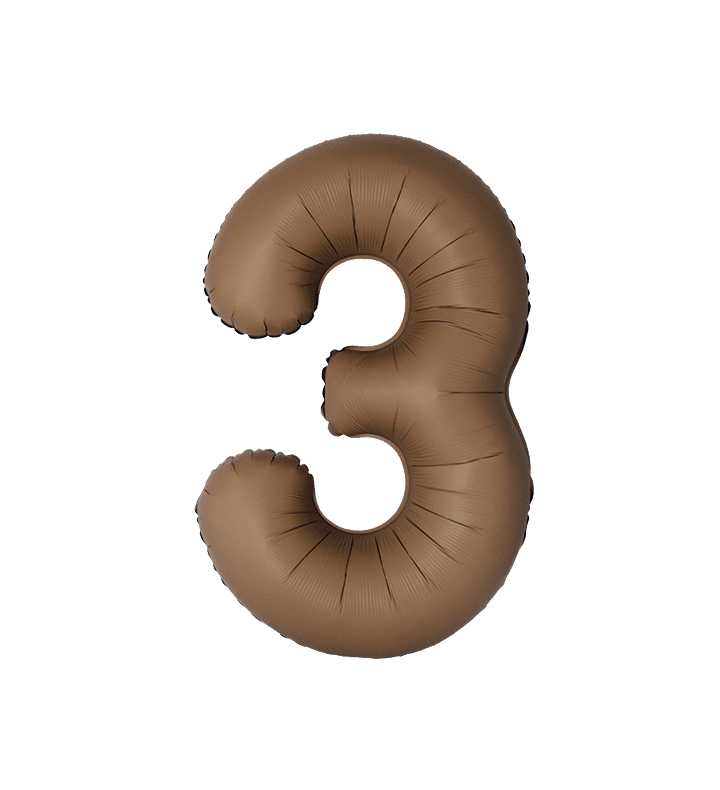 34" Matte Choco Number 3 Flexmetal Foil Balloon