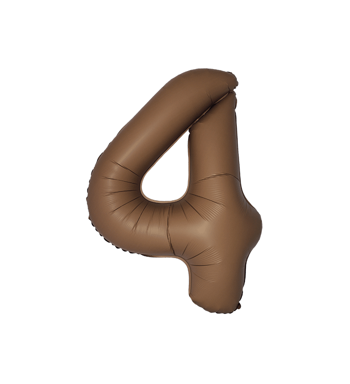 34" Matte Choco Number 4 Flexmetal Foil Balloon