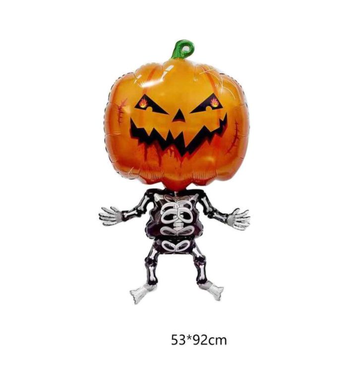 92cm Bamboo Party Pumpkin Head Skeleton Body Foil Balloon