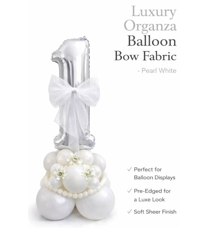 Organza Balloon Bow Fabric White