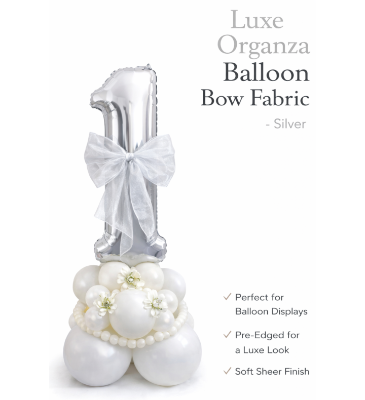 Organza Balloon Bow Fabric Silver