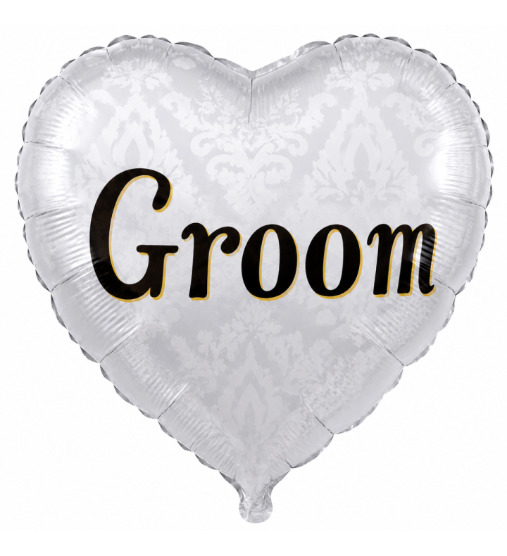 18" North Star White Groom Heart Foil Balloon