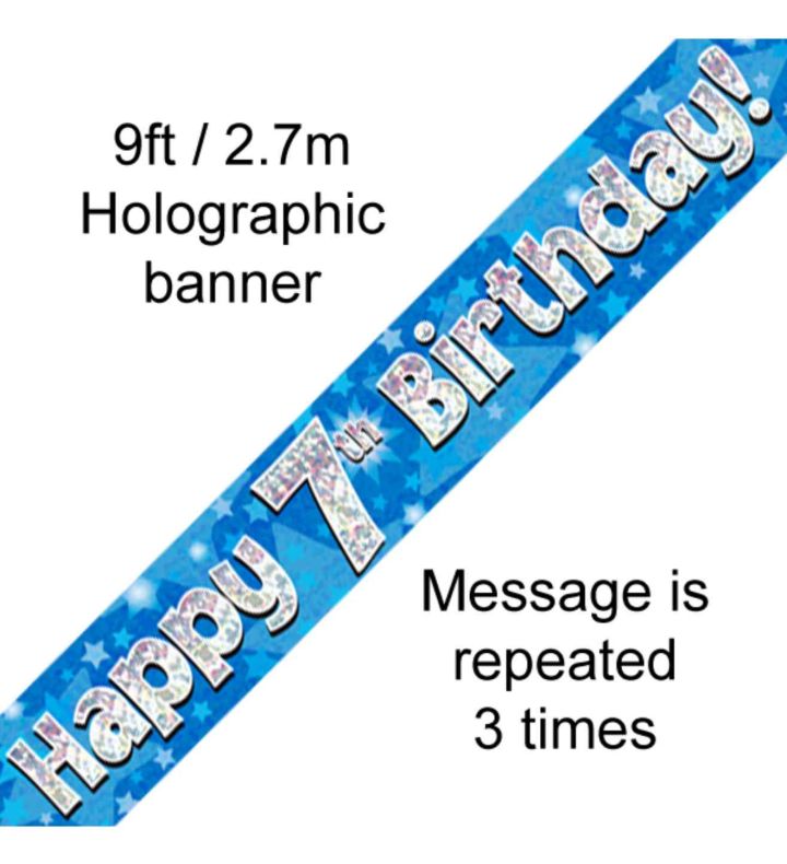 9th Oaktree Happy 7th Birthday Blue Holo Banner
