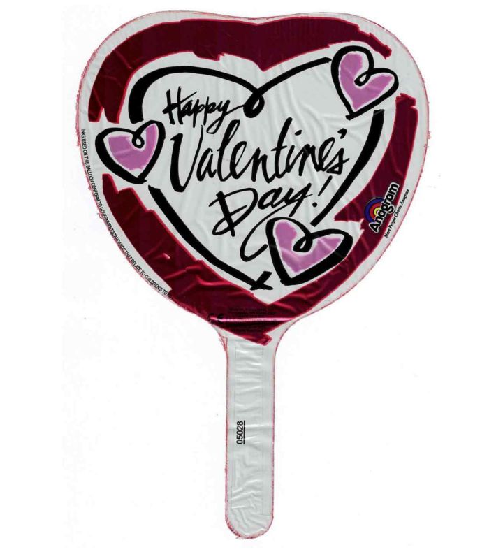 9" Happy Valentines Day With Black and Pink Heart Anagram Foil Balloon