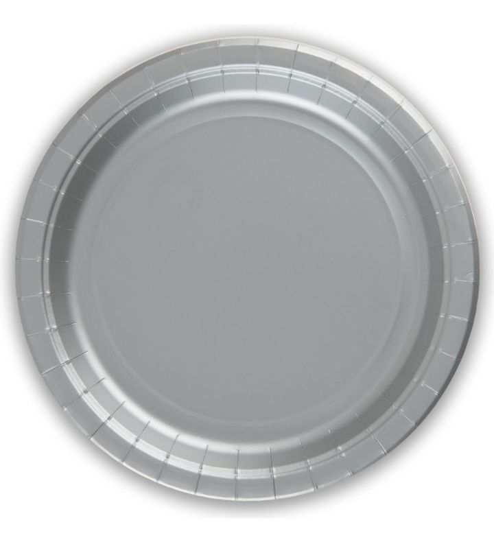 9" Paper Plates Silver Oaktree 8ct