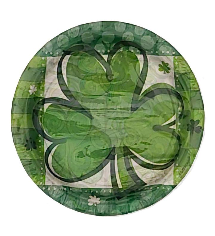 9" St Patricks Day Clover Plates 8pk