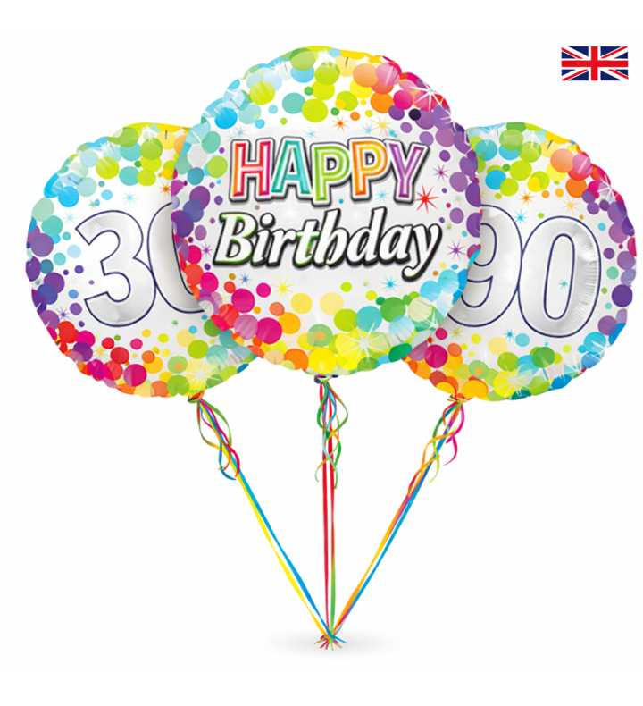 18" Oaktree Birthday Colourful Confetti Foil Balloon Age Options Available 