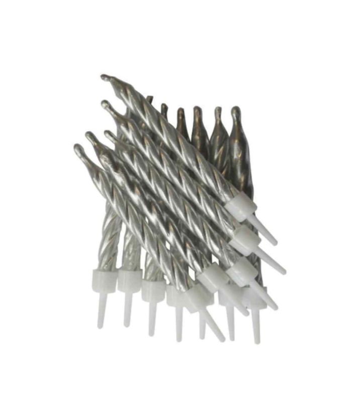 Metallic Candles Silver with Holders