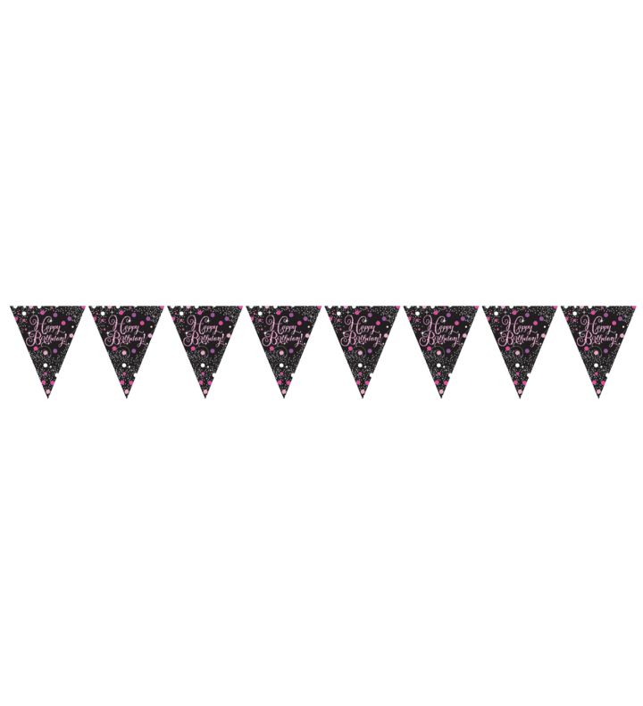 Pink Sparkling Celebration Happy Birthday Bunting 4m