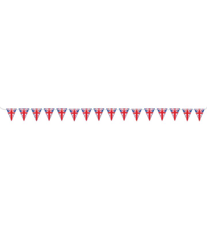 Red White & Blue Union Jack Flag Paper Pennant Bunting 10m