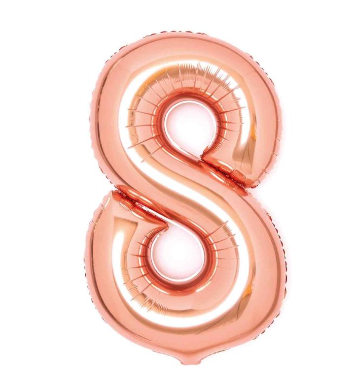 34" Amscan Number 8 Rose Gold Foil Balloon