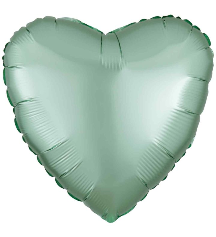 17" Amscan Silk Lustre Mint Green Heart Foil Balloon