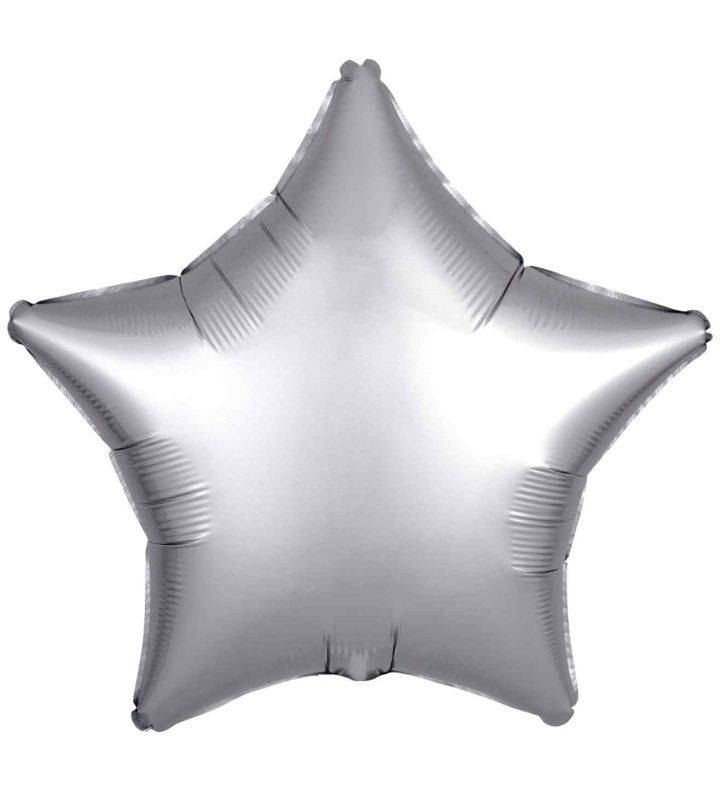 17" Amscan Silk Lustre Silver Star Foil Balloon