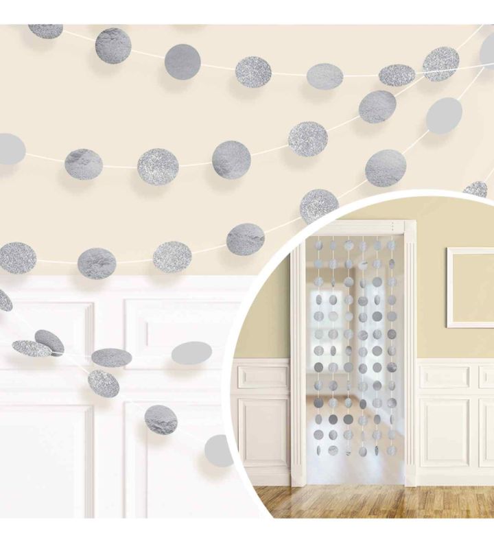Silver Glitter String Decoration 2.13m