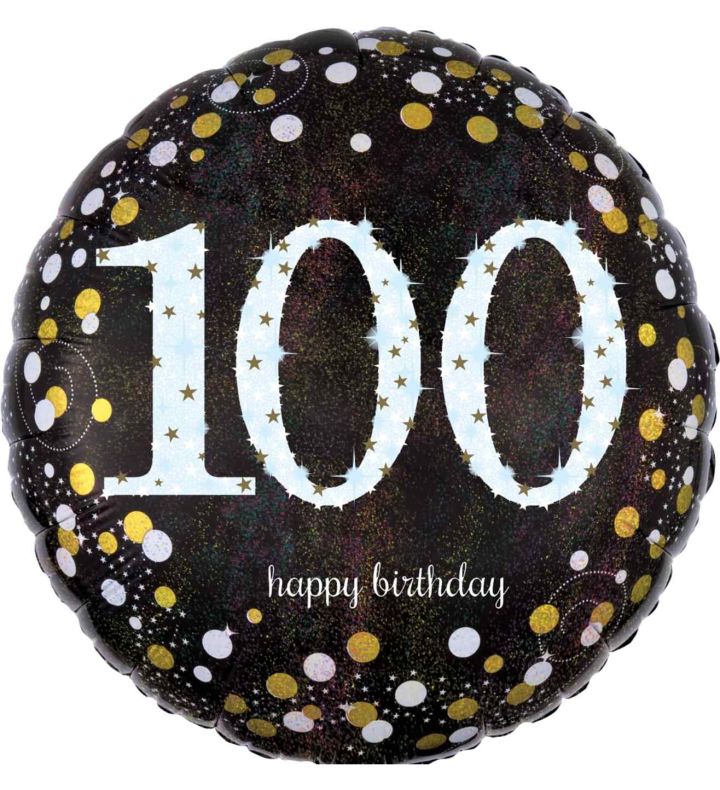18" Gold Sparkling Celebration 100th Birthday Foil Balloon