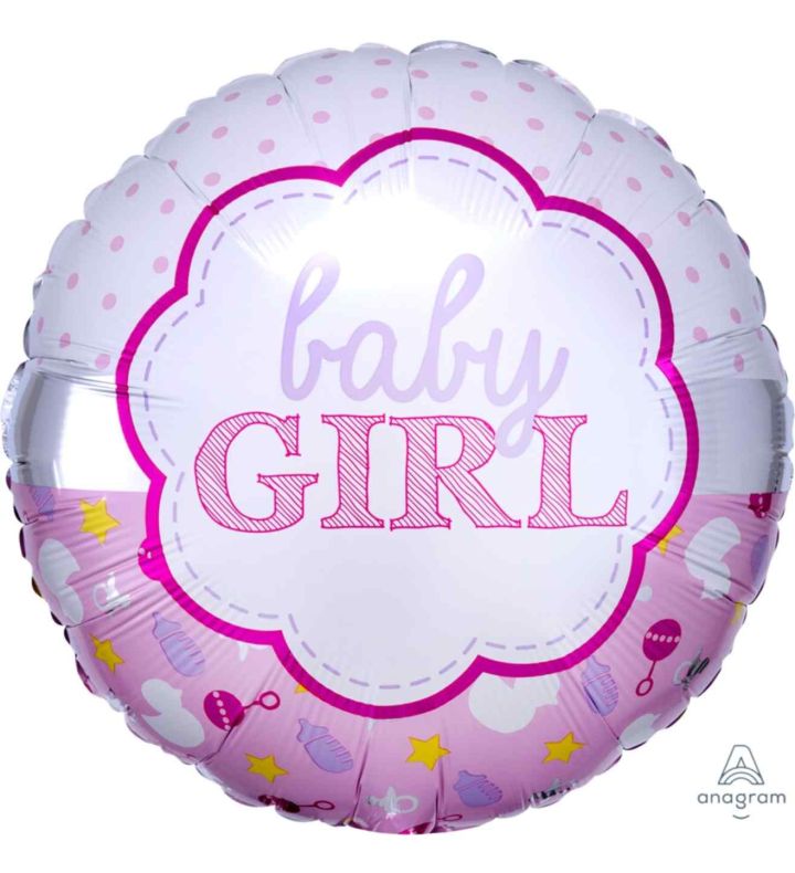 17" Anagram Baby Girl Scallop Foil Balloon
