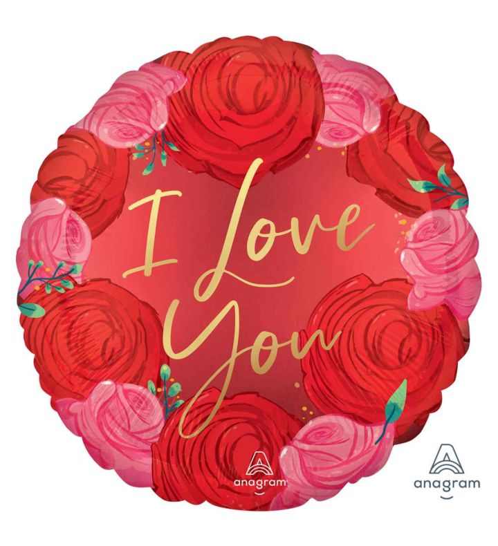 18" Circled In Roses Satin Luxe Foil Balloon
