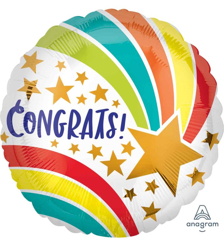18" Congrats Shooting Star Foil Balloon